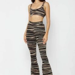 Woman Tops Tiger Knitted Bralette - Brown