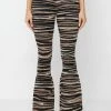 Woman Trousers Tiger Knitted Fit And Flare Trousers - Brown