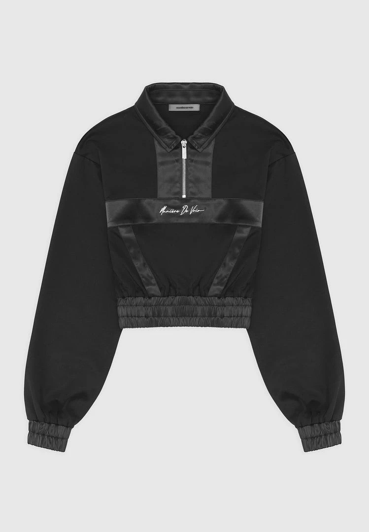 Woman Tracksuits Track Top With Satin - Black