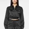 Woman Tracksuits Track Top With Satin - Black