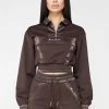 Woman Tracksuits Track Top With Satin - Brown