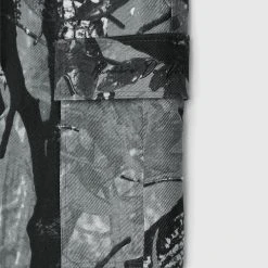 Man Casual Trousers Tree Camo Cargo Pants - Black