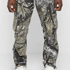 Man Casual Trousers Tree Camo Cargo Pants - Khaki