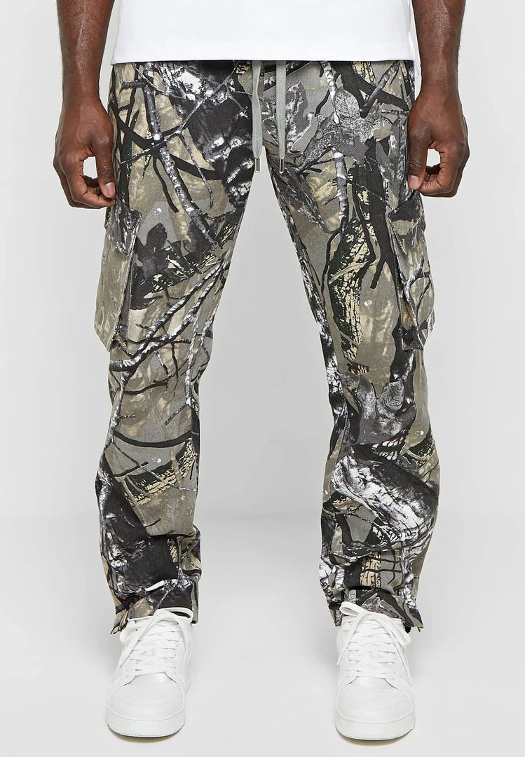 Man Casual Trousers Tree Camo Cargo Pants - Khaki