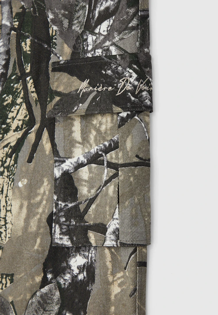 Man Casual Trousers Tree Camo Cargo Pants - Khaki