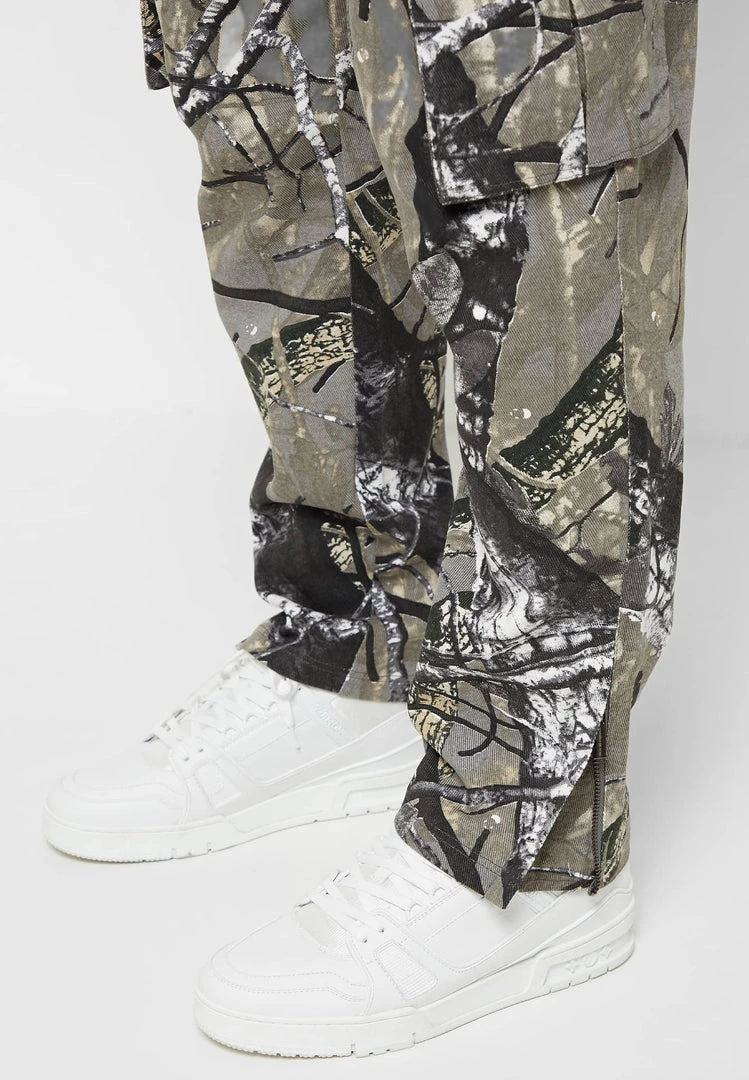 Man Casual Trousers Tree Camo Cargo Pants - Khaki