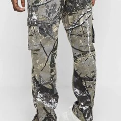 Man Casual Trousers Tree Camo Cargo Pants - Khaki