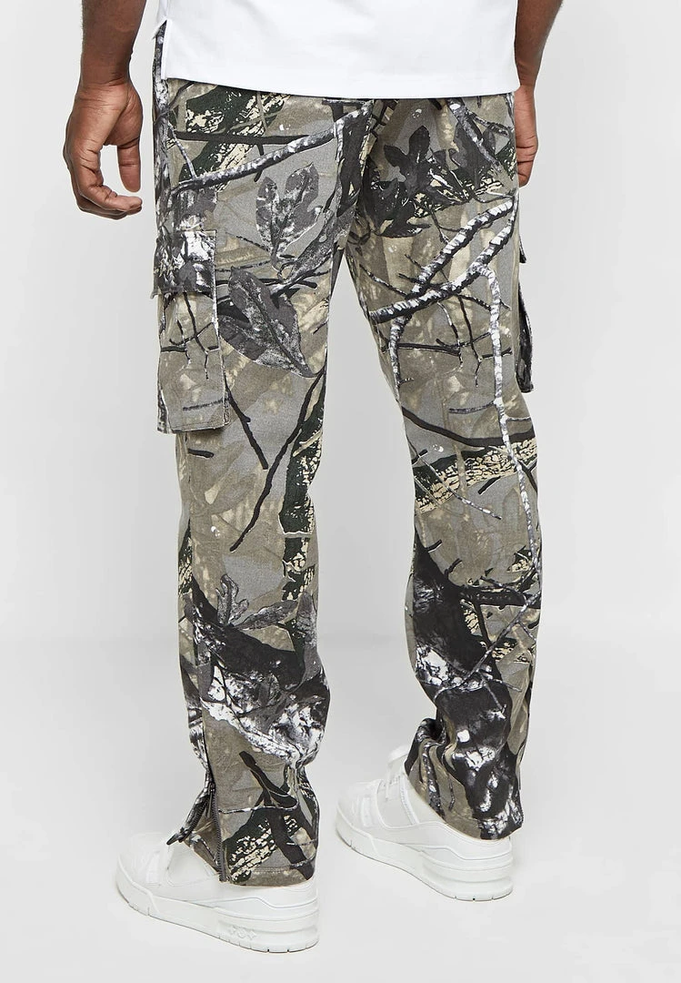 Man Casual Trousers Tree Camo Cargo Pants - Khaki