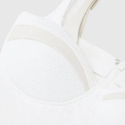 Woman Tops BODYSUITS Twin Strap Ribbed Bodysuit - Off White