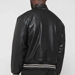 Man Jackets Two Tone Varsity Jacket - Black