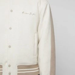 Man Jackets Two Tone Varsity Jacket - Stone/Beige