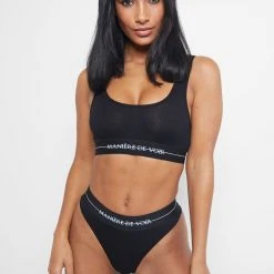 Woman Lingerie Manière De Voir High Leg Thong - Black