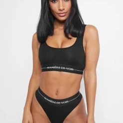 Woman Lingerie Manière De Voir Crop Top Bralette - Black