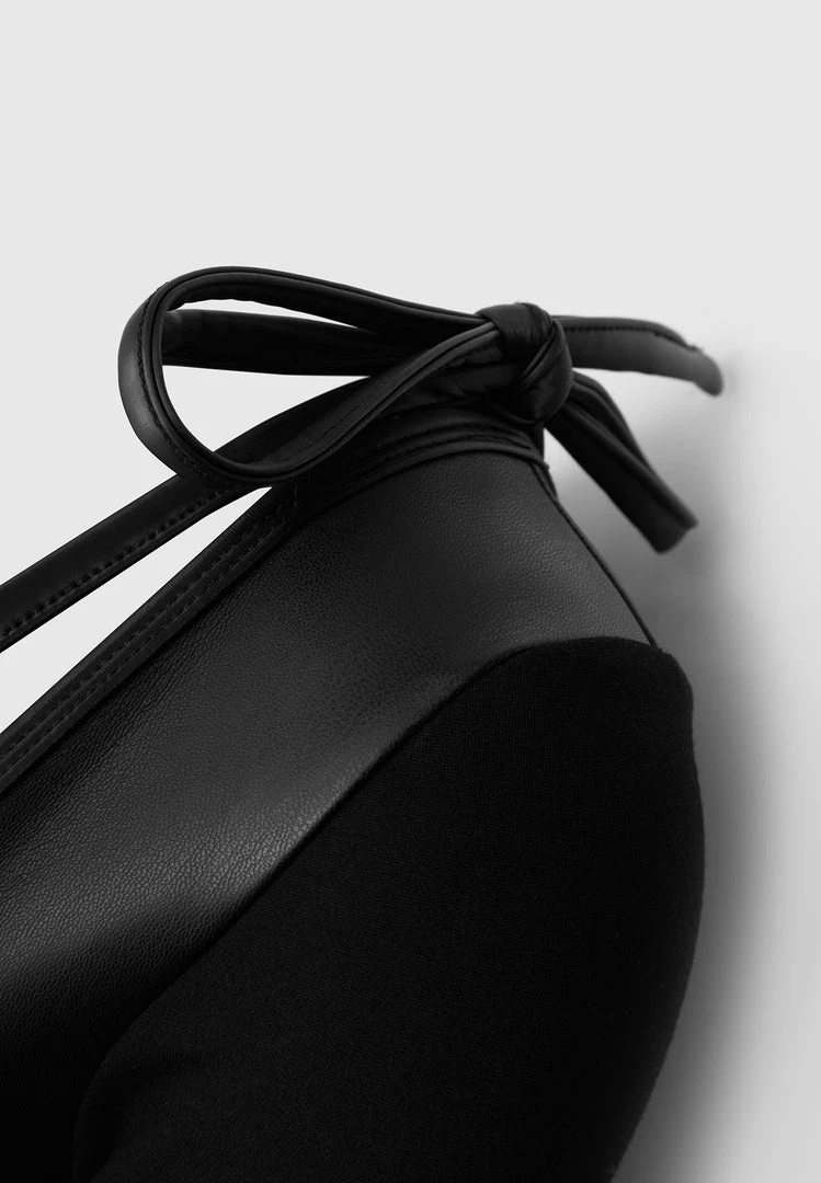 Woman Jumpsuits Vegan Leather And Bandage Corset Jumpsuit - Black JUMPSUITS & PLAYSUITS