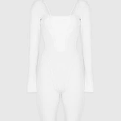 Woman Jumpsuits JUMPSUITS & PLAYSUITS Vegan Leather And Bandage Corset Playsuit - White