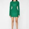 Woman Dresses Vegan Leather Backless Dress - Green