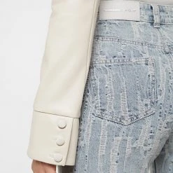 Woman Tops Vegan Leather Blazer Bodysuit - Beige BODYSUITS