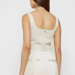 Woman Tops TOPS & T SHIRTS Vegan Leather Corset Top - Beige