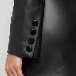 Woman Dresses Vegan Leather Cut Out Blazer Dress - Black