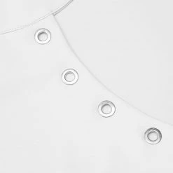 Woman Tops Vegan Leather Lace Up Halterneck Bodysuit - White