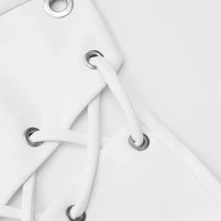 Woman Tops Vegan Leather Lace Up Halterneck Bodysuit - White