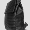 Man Accessories Vegan Leather Pleated Backpack - Black