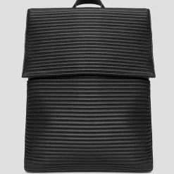 Man Accessories Vegan Leather Pleated Backpack - Black