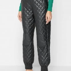 Woman Trousers CARGO PANTS & JOGGERS Vegan Leather Quilted Joggers - Black