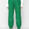 Woman Trousers Vegan Leather Quilted Joggers - Green CARGO PANTS & JOGGERS