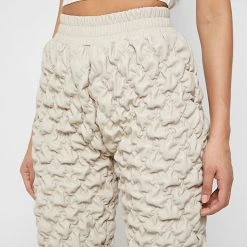 Woman Trousers CARGO PANTS & JOGGERS Vegan Leather Ruched Joggers - Beige