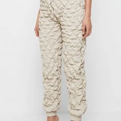 Woman Trousers CARGO PANTS & JOGGERS Vegan Leather Ruched Joggers - Beige