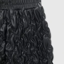 Woman Trousers CARGO PANTS & JOGGERS Vegan Leather Ruched Joggers - Black