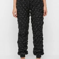 Woman Trousers CARGO PANTS & JOGGERS Vegan Leather Ruched Joggers - Black