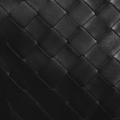 Woman Accessories Vegan Leather Woven Tote Bag - Black