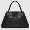 Woman Accessories Vegan Leather Woven Tote Bag - Black