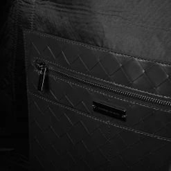 Woman Accessories Vegan Leather Woven Tote Bag - Black