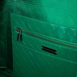 Woman Accessories Vegan Leather Woven Tote Bag - Green