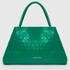 Woman Accessories Vegan Leather Woven Tote Bag - Green