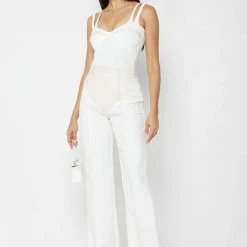 Woman Trousers Vegan Leather & Woven Trousers - Off White