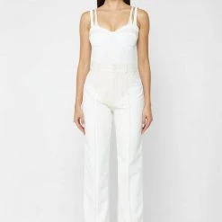 Woman Trousers Vegan Leather & Woven Trousers - Off White
