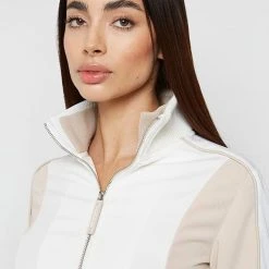 Woman Tracksuits Viscose Track Jacket - Beige/White