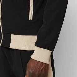 Man Tracksuit Tops Viscose Track Jacket - Black / Off White TRACKSUITS