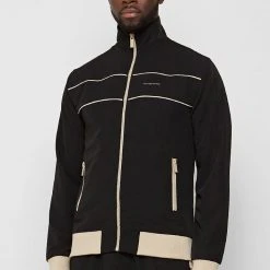 Man Tracksuit Tops Viscose Track Jacket - Black / Off White TRACKSUITS