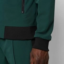 Man Tracksuit Tops Viscose Track Jacket - Emerald Green / Black