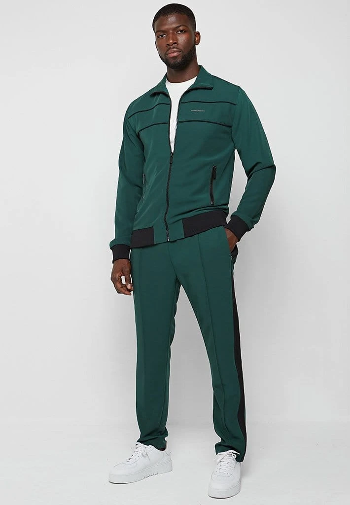 Man Tracksuit Tops Viscose Track Jacket - Emerald Green / Black