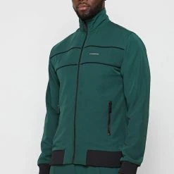 Man Tracksuit Tops Viscose Track Jacket - Emerald Green / Black