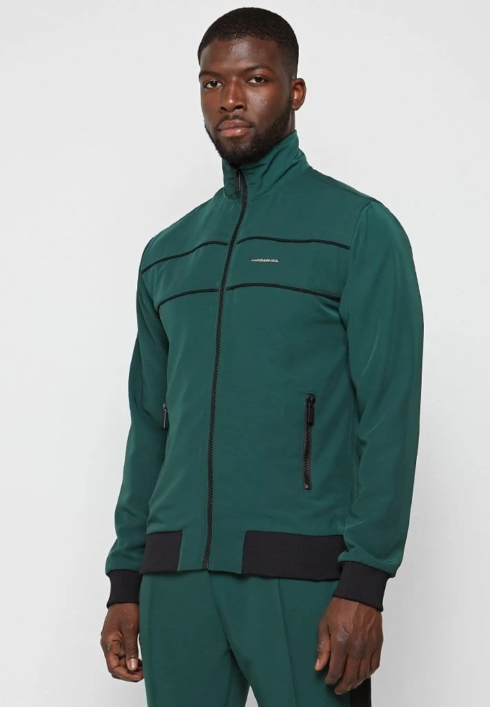 Man Tracksuit Tops Viscose Track Jacket - Emerald Green / Black