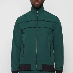 Man Tracksuit Tops Viscose Track Jacket - Emerald Green / Black