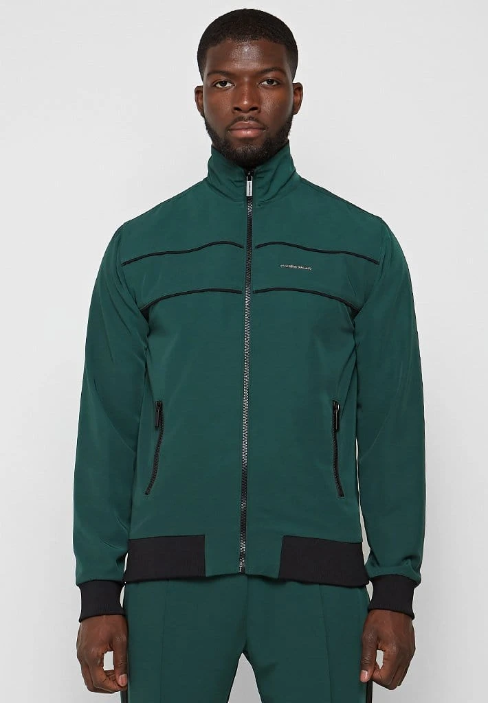 Man Tracksuit Tops Viscose Track Jacket - Emerald Green / Black