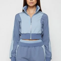Woman Tracksuits Viscose Track Jacket - Steel Blue